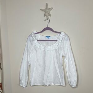 Draper James White Blouse with Classic Scoop Neckline